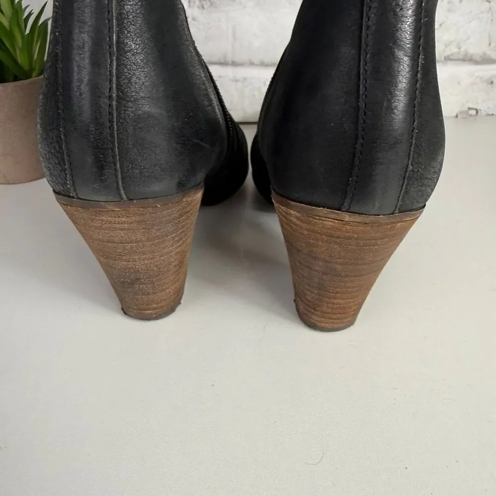 Firth Spain Black Leather Cowgirl Ankle Booties Size 40/8.5